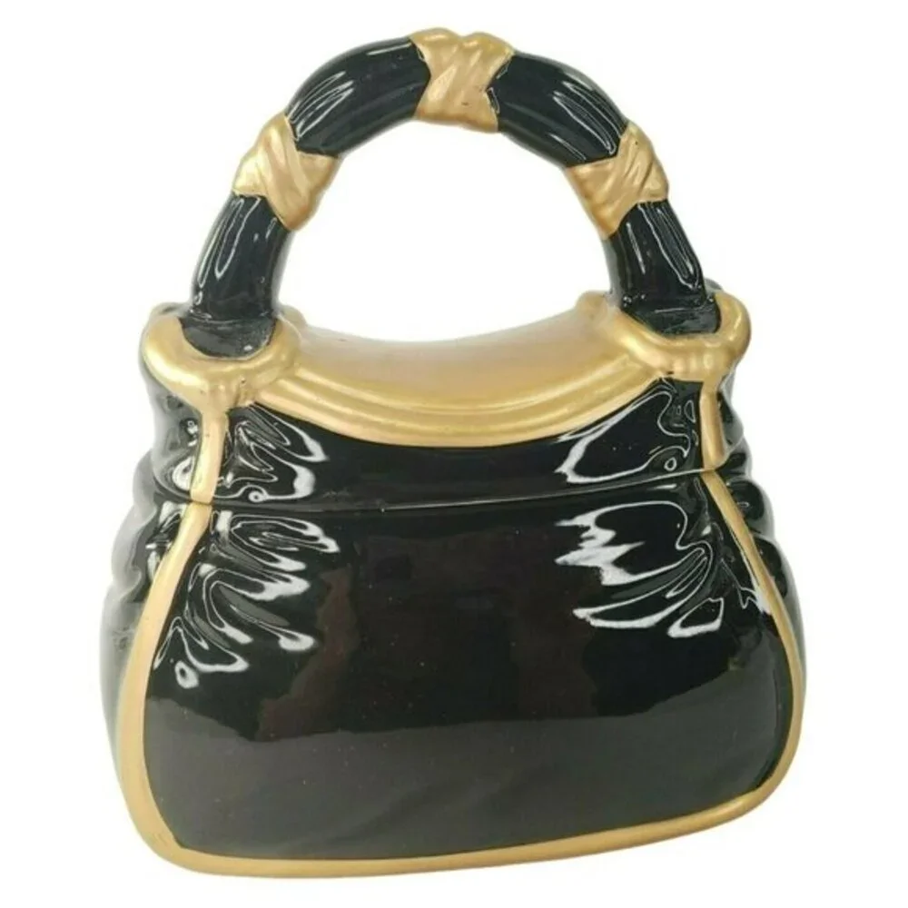 Davids Cookies Jar Ceramic Purse Cookie Snack Leopard Pattern Silver Gold Emboss